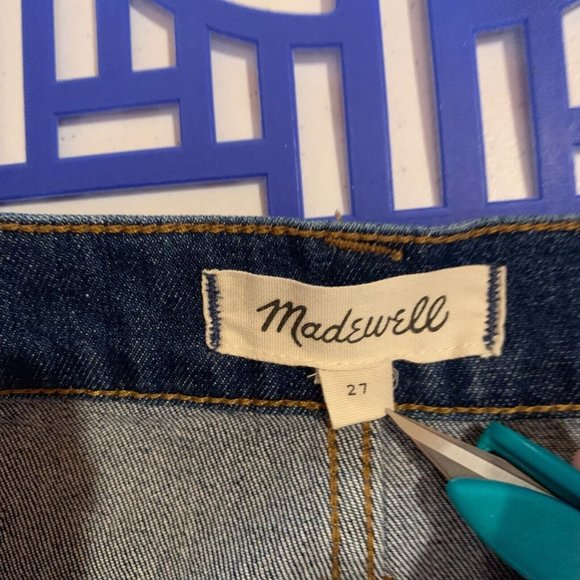 Madewell Women's‎ Stretch Denim Straight Blue Mini Skirt Step-Hem Size 27 8495 - Picture 6 of 9